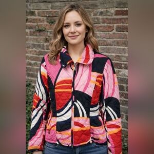 Selene Sport Quilted Jacket Geometric Design Womens Size XL